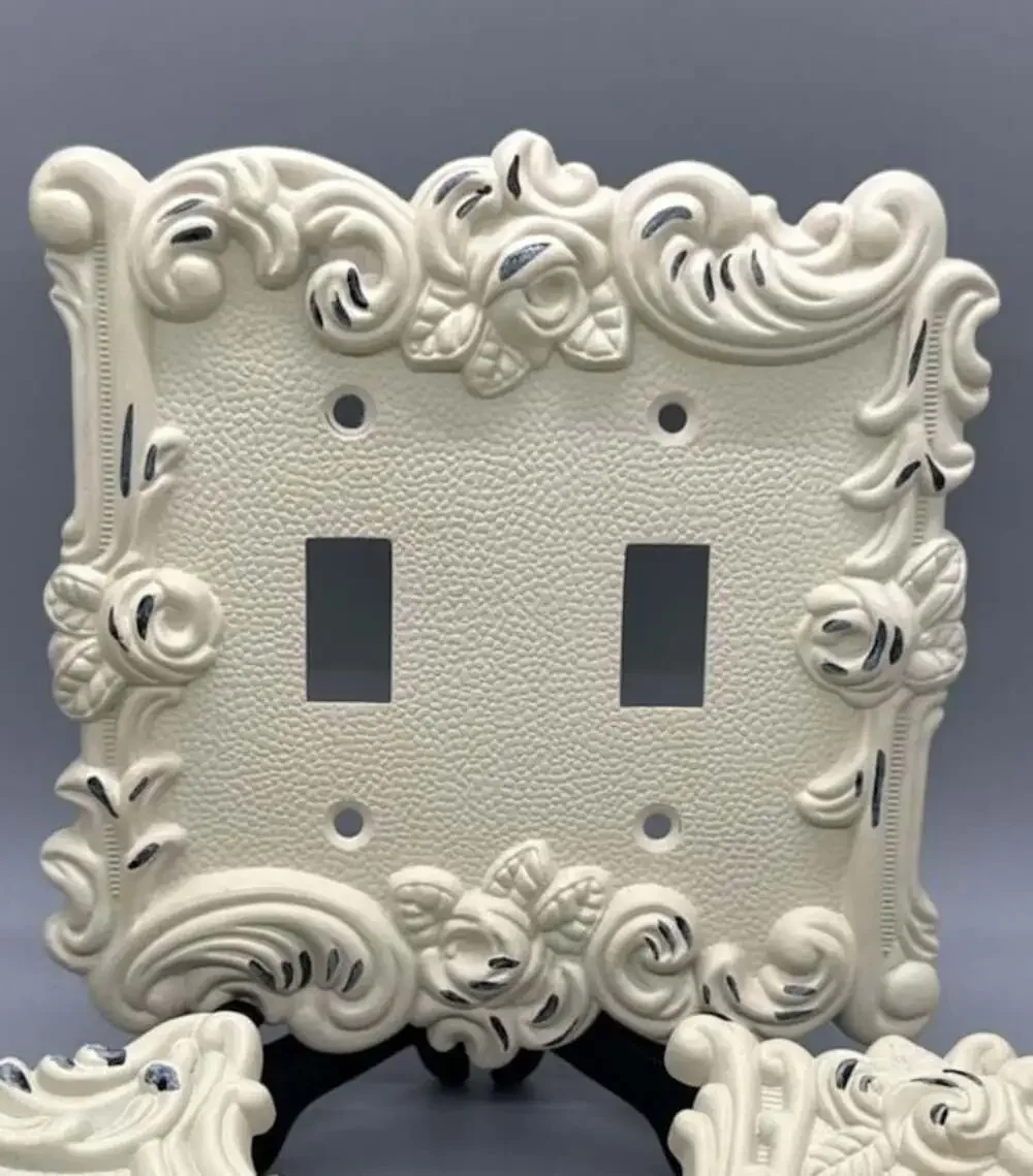 Amertac Cast Metal Antique White Switch & Outlet Plate Covers Lot Cottagecore
